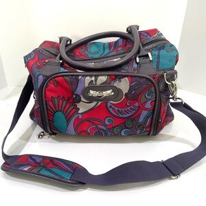 Vintage Kathy Van Zeeland Y2K Paisley Print Shoulder Bag Purple Purse Handbag